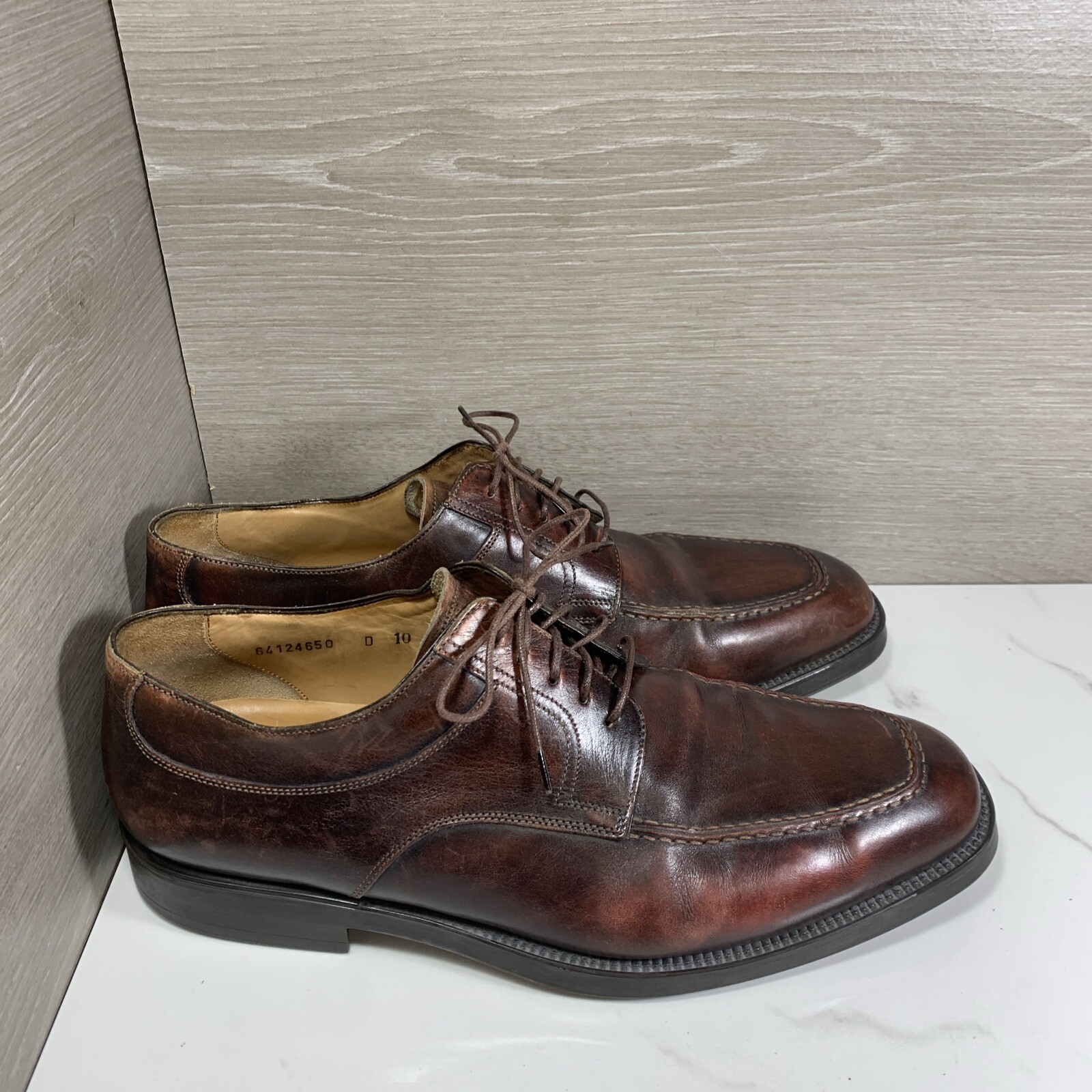 SAOLA Scarpe eleganti derby uomo SANTONI Nuvola Barton in pelle di vitello marrone taglia 10 D