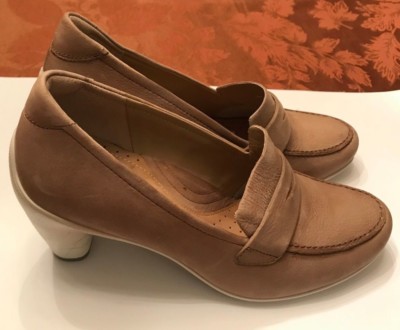 New ECCO Womens Earth Brown Terre Brune Leather Shoes Size 39 EU/8-8.5 US