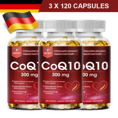 MENXI 360 Coenzym Q10 Kapseln á 300mg Q10-Vegan - kein Stearat u. künstl. Trägerstoffe