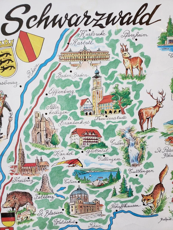 Mesa de cocina 2 alfombrillas alemanas de colección Schwarzwald Deutschland Rhein Table Deutsch Foto 4 de 4