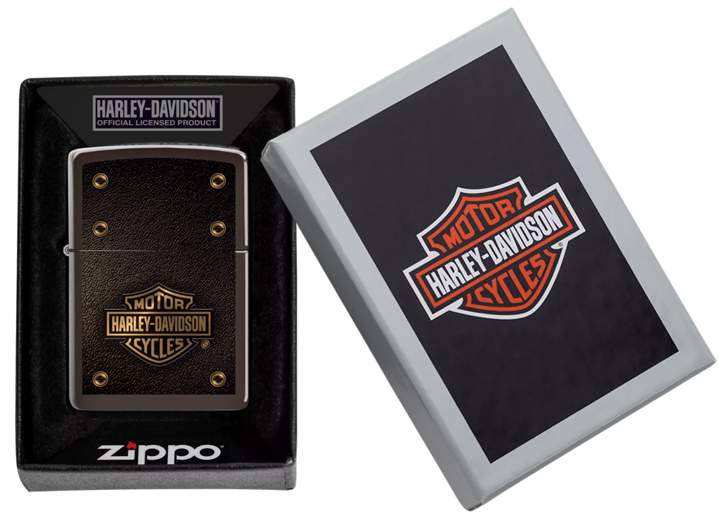 Zippo Windproof Harley Davidson Leather Design Lighter, 49466, New