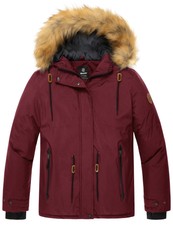 Wantdo Women's Plus Size Waterproof Ski Jacket Hooded Winter Coat