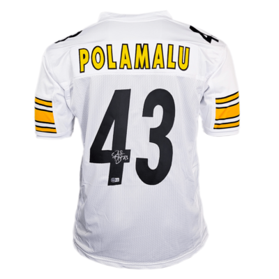 Troy Polamalu Signed Pittsburgh White Football Jersey (Beckett)