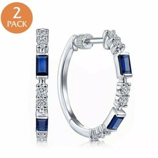 Gorgeous Cubic Zircon Wedding 925 Silver Plated Hoop Earring Women Jewelry Gift