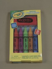2 Piece Crayola Bathtub Body Wash Pens 5 Colors Fruity Scent w/ a Red Wash Cloth