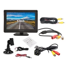 Backup Camera 5'' HD Monitor Display Screen for Car + Reversing Rear View Camera