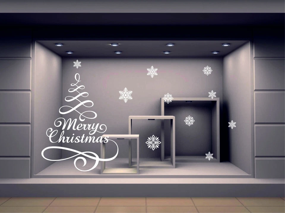 vetrofania wall sticker adesivo vetrina natale merry christmas v05