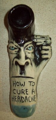 How To Cure A Headache ceramic tobacco smoking pipe sculpture JMCeramics