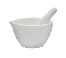 Porcelain Mortar & Pestle Set, 5oz - Unglazed Grinding Surface - Eisco Labs