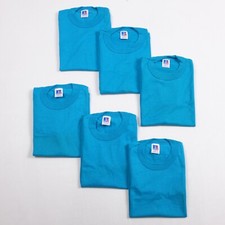 VINTAGE 80's Russell Athletic Lot of 6 Youth S Electric Blue T-Shirts