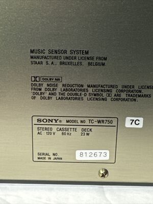 Sony TC-WR750 Dual Cassette Tape Deck Recorder - Power On/Untested