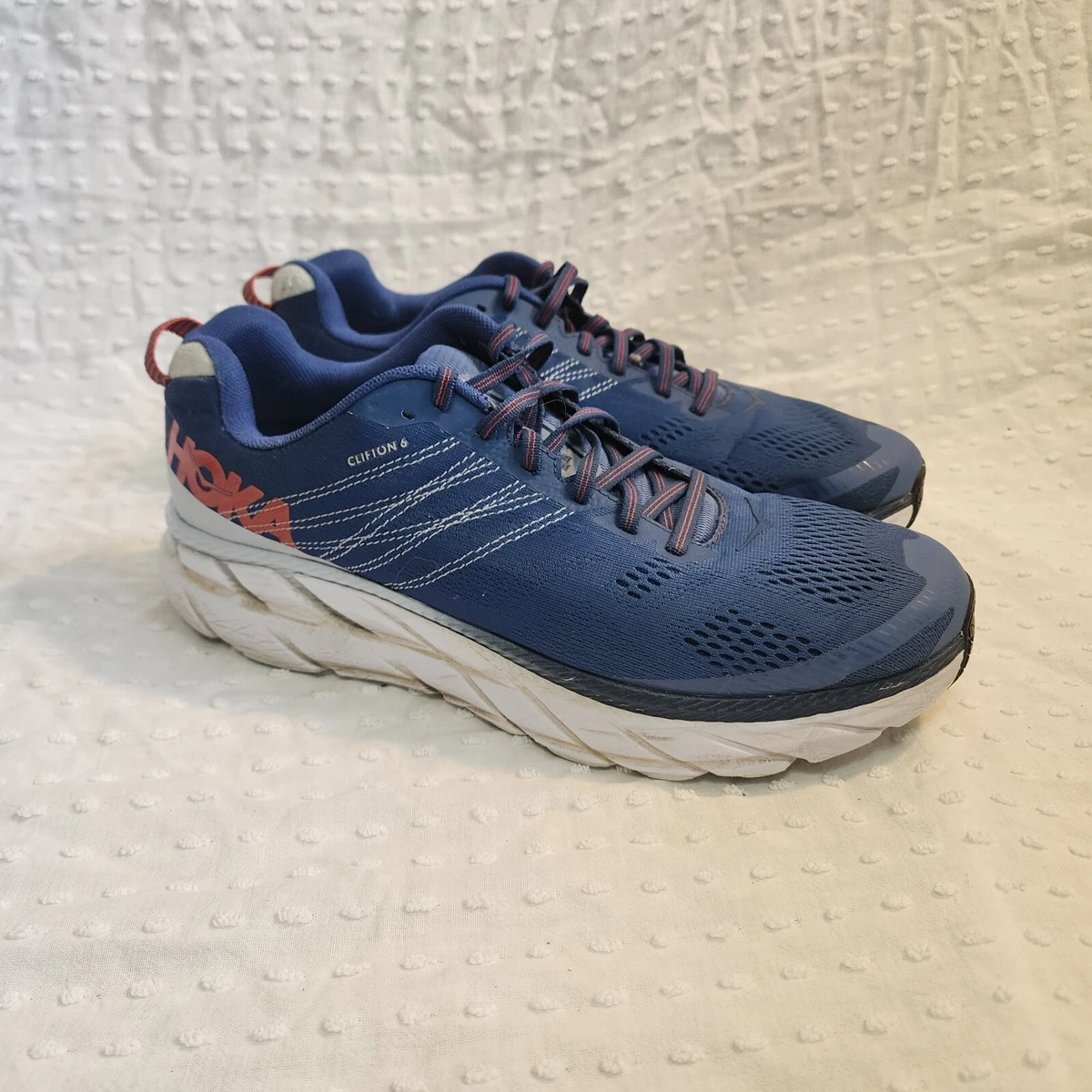 Hoka One One Clifton 6 Running Shoes Mens Size 12 EE Blue Athletic Sneakers