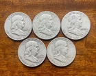 Junk 90% Silver Coin Lot -- $2.50 Face Value -- 5 - 90% Franklin Half Dollars
