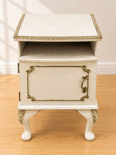 Vintage Style Cream Gold Bedside Cabinet French Ornate Cupboard Cabriole Legs