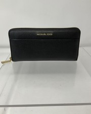 MICHAEL Michael Kors Black Pebbled Leather Zip Clutch Wallet