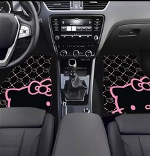 Hello Kitty Car Floor Mats 4pc Set Universal Fit Black Pink Anti Slip Auto