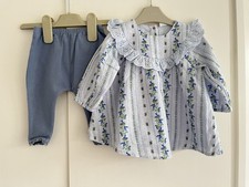 Baby Girls NEXT 3-6 Months Trouser Set Blue Flowers Floral GC