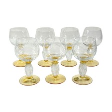 Roemer Wine Glasses Theresienthal Pieroth 7 Vintage Germany Clear w/ Amber Foot