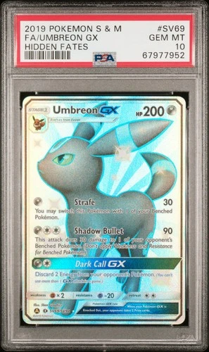 POKEMON UMBREON GX 2019 SUN & MOON HIDDEN FATES #SV69 FA PSA 10