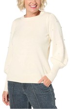 Belle by Kim Gravel Women's Class Sass Miss Pearl Sweater Cream