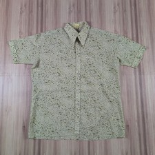 Vintage 80s German Psychedelic Patterned Green Button Up Shirt Size Large 24x29 