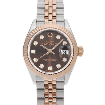 ROLEX Datejust 10P Diamond 279171G Chocolate brown 5 row jubilee bracelet Ra...