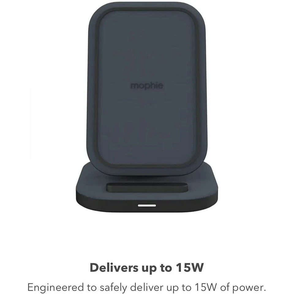 ¡NUEVO! Mophie 15W Qi Soporte de Carga Inalámbrico Rápido Tela, Adaptador + Cable, Negro Foto 3 de 4