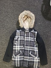 Abercrombie Kids Heavy Winter Coat Size 9-10 Navy fur lined
