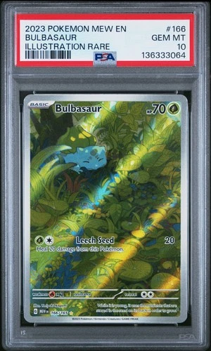 2023 POKEMON MEW EN-151 ILLUSTRATION RARE #166 BULBASAUR PSA 10