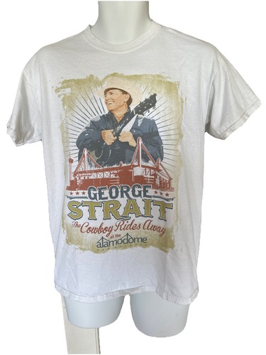 Maglietta George Strait Double Sided The Cowboy Rides Away Alamodome Med Texas rara - Foto 2 di 15