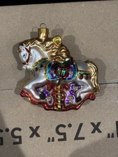 Vintage Mercury Glass Old World Christmas Carousel Horse Ornament, 2001