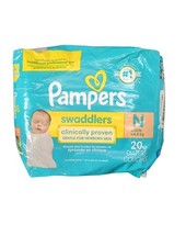 Pampers Swaddlers Diapers Size NB 20 Count For Babies Less Than 10 lbs New.