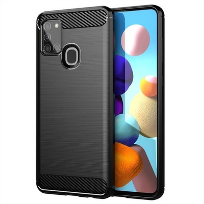 Case for Samsung Galaxy A21s Protection Phone Cover TPU Silicone Carbon