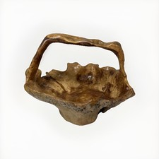 Vintage Bespoke Yew Hollowed Log Stump Basket Wooden Rustic Decorative