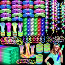 Glow in Dark Party Set: Sticks, LED Glasses, Finger Lights,