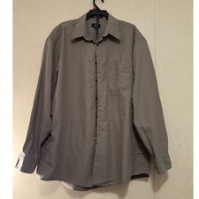 Calvin Klein CK Men's Shirt Size 18 36 Gray 100 Cotton Long Sleeve Button-Up Ho