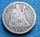 1874 P Seated Liberty Silver Dime- With Arrows, Fine Details - C
