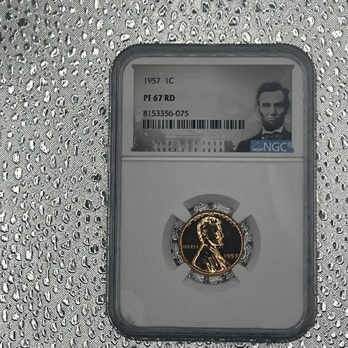 1957 NGC PF67 Rd  PROOF LINCOLN CENT 1c PF 67 RD RED TILTED Penny Lincoln