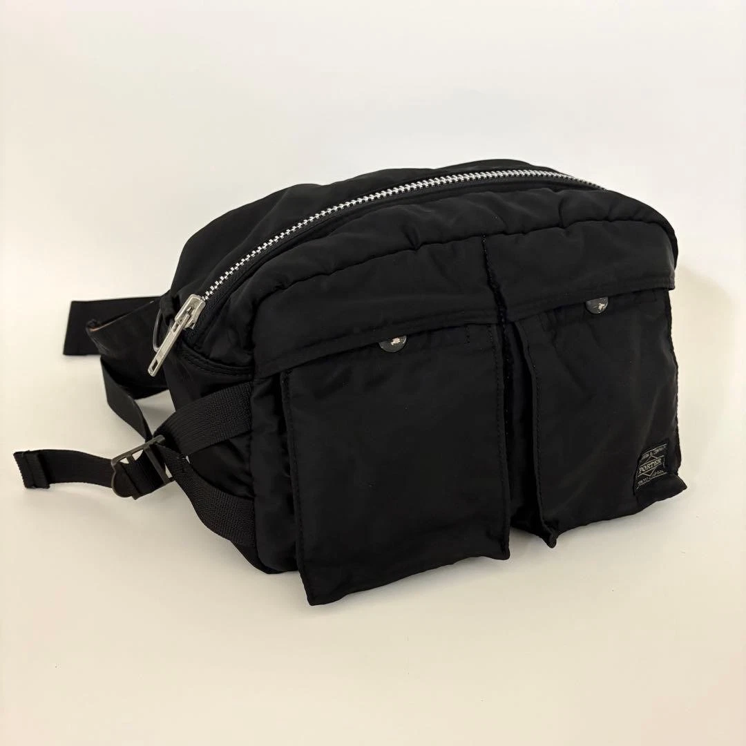 PORTER Yoshida TANKER Gürteltasche Body Bag Schwarz Nylon Orange Futter Made in Japan