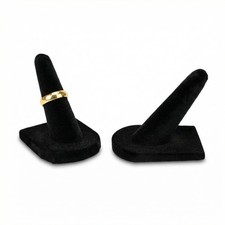 2 Pcs Black Velvet Ring Finger Jewelry Holder Showcase Display Stands