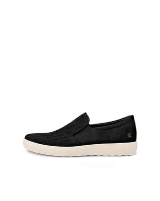 ECCO Mens Soft 7 Black Woven Leather Slip On Sneaker 470764 EU 46 Size 12 - 12.5