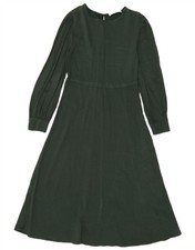 Zara Womens Long Sleeve Maxi Dress UK 14 Large Green Viscose HJ05