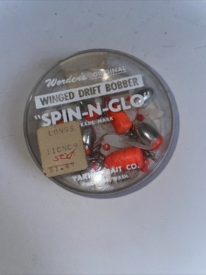 Wordens Spin-N-Glo Winged Drift Bobber Yakima Bait Original Container W/7 Floats