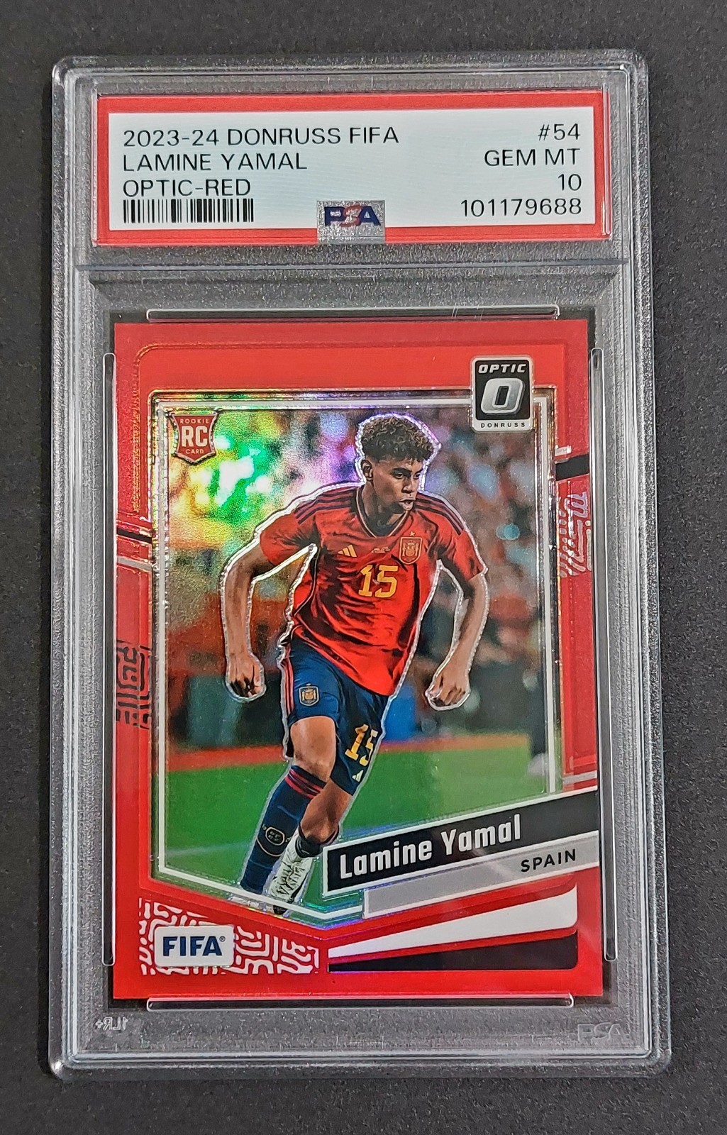 2023-24 Panini Donruss FIFA #54 Lamine Yamal Rookie Optic-Red Prizm /299 PSA 10