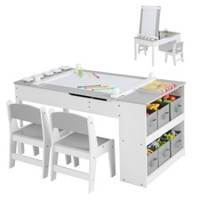 2-in-1 Kids Art Table and Art Easel Set Toddler Play Activity Drawing Desk
