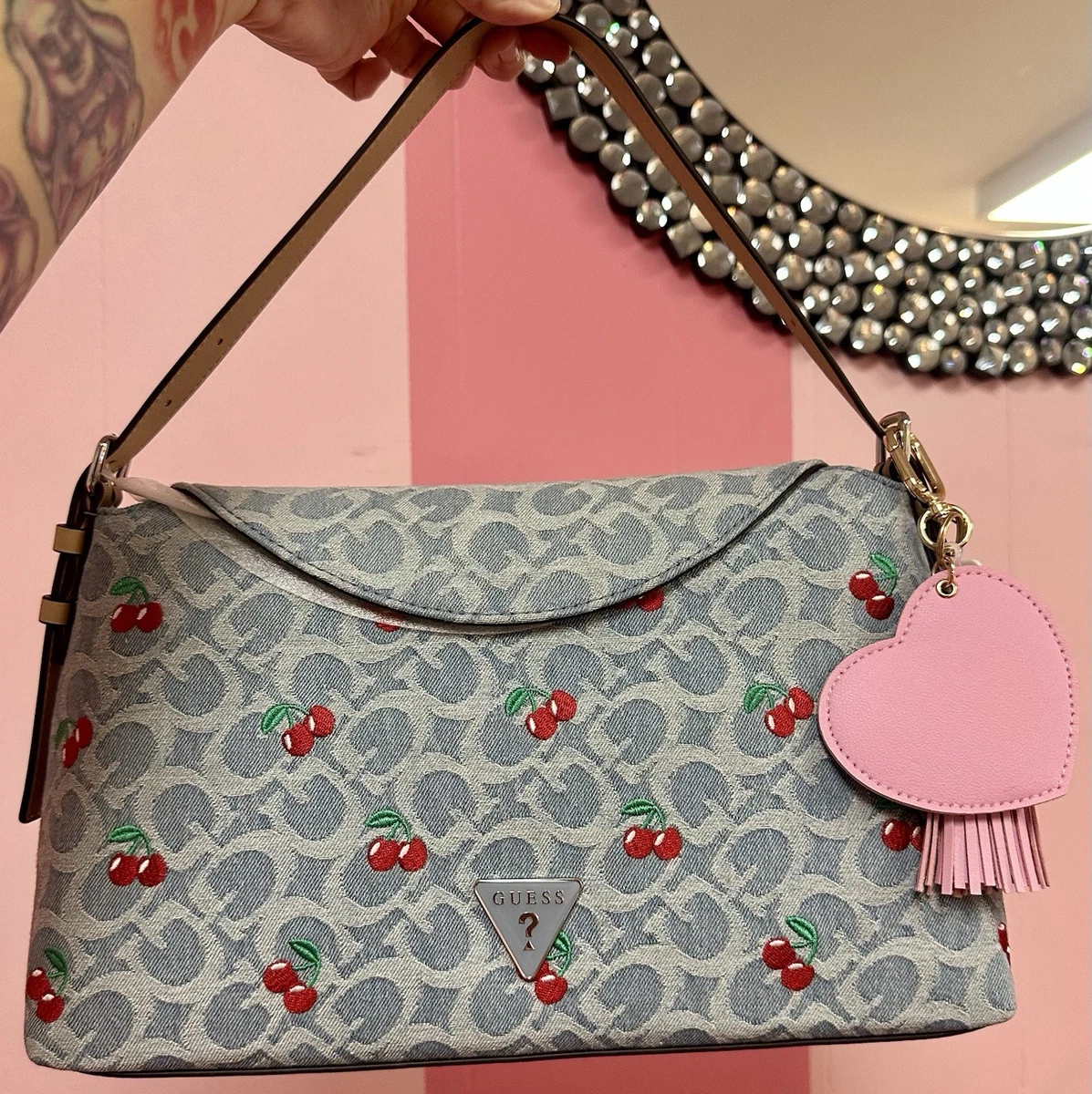 GUESS Denim Exterior Shoulder Bag Bags & Handbags for Women for