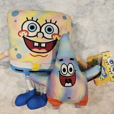 SpongeBob Patrick Tie Dye Plush Set Nickelodeon NWT Tags 8 Stuffed Toy
