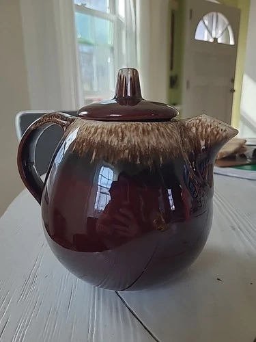 Vintage HULL USA Brown Drip Glaze Teapot