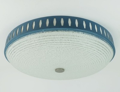 rare large mid century modern CEILING LIGHT by hillebrand 1960s flush mount