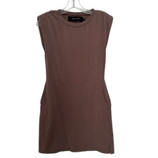 Code x Mode Tan Shoulder-Pad Dress Size XS Cotton Rayon